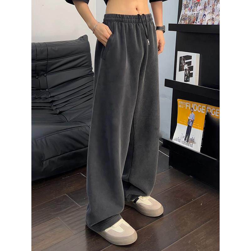 Ander Jurnal美式水洗弯刀卫裤男垂感阔腿裤子宽松bf慵懒风直筒裤