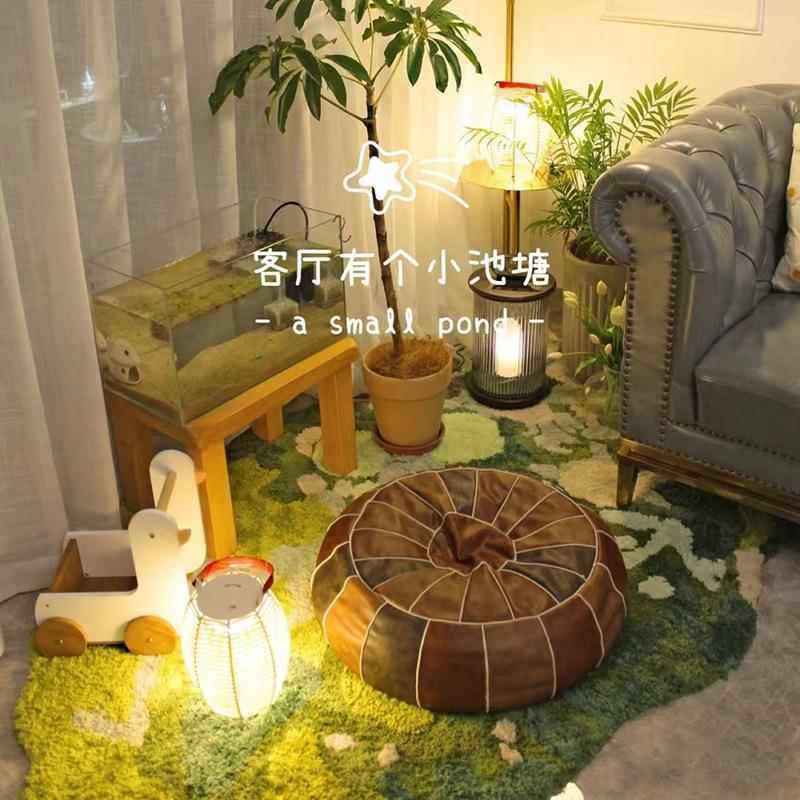 北欧绿植苔藓卧室床边毯房异形房间客厅耐脏羊毛地毯室内家居
