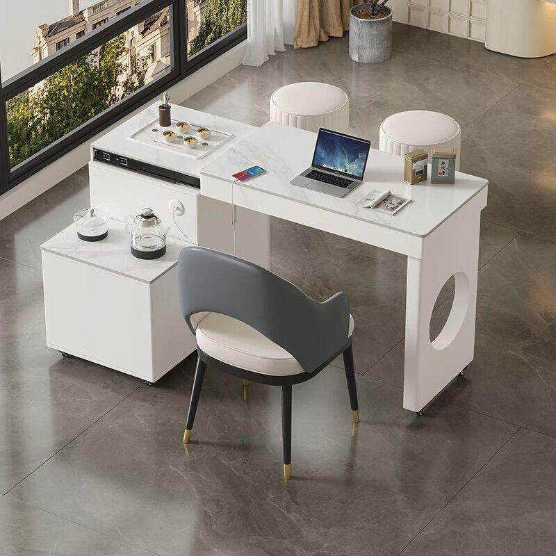 可动缩旋转茶JPS车轻奢烧水壶一体阳台家小户型伸岩板移用茶桌椅