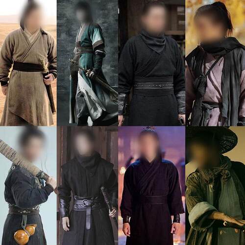 黑衣人剑客武侠风汉服刺客杀手影视剧古装男棉麻浪子大侠演出服装