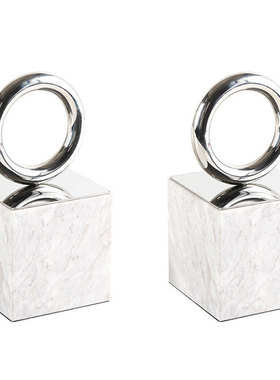 北欧轻奢大理石圆环书挡摆件样板间办公室书房高级感书靠书立饰品