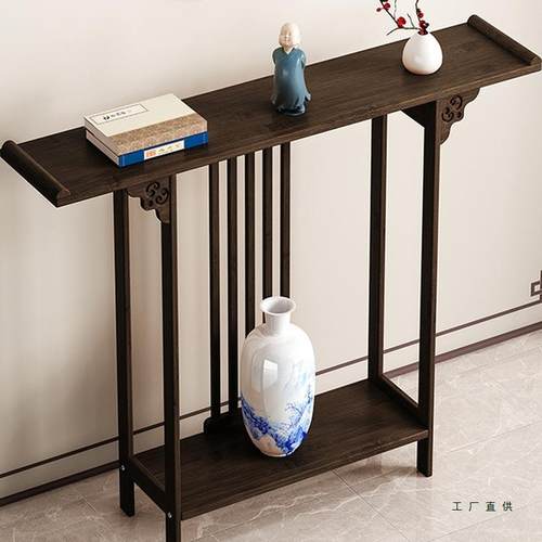 新中式楠竹玄关台条案供桌窄长条几玄关桌子现代简约靠墙玄关柜