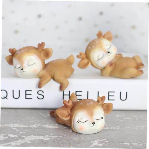 Resin Sleeping Baby Deer Mini 3D Elk Christmas Ornaments