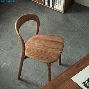 北欧樱桃木简约北美黑胡桃木家具榫卯餐桌椅实木餐厅休闲椅书椅