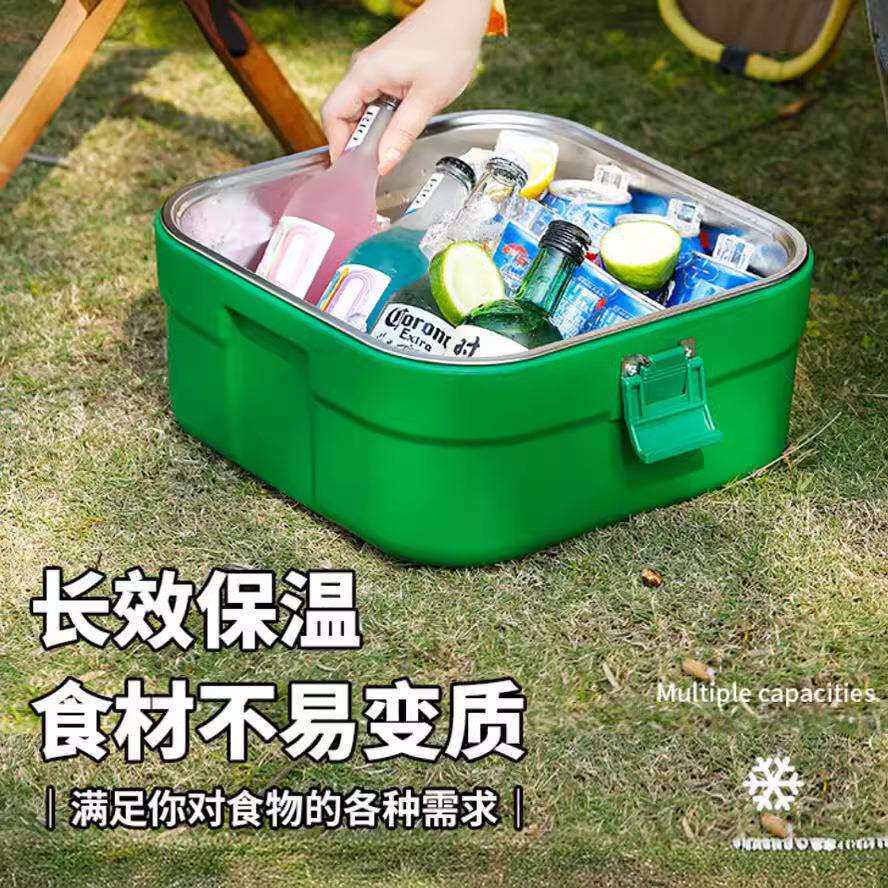 户外保温箱2.5/5/10L三件套不锈钢塑料加中间发泡便捷便携式冷藏图片