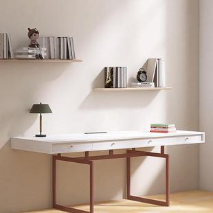 极简实木书桌现代北欧设计款 带抽屉家用电脑桌创意学习办公卧室桌