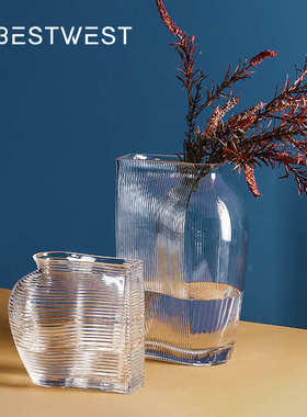 Best west 简约圆球形透明水培玻璃花瓶摆件 家居客厅玄关装饰品