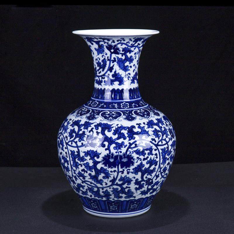 景德镇陶瓷青花瓷富贵莲花瓶落地客厅大号高款仿古摆件大号手绘瓷