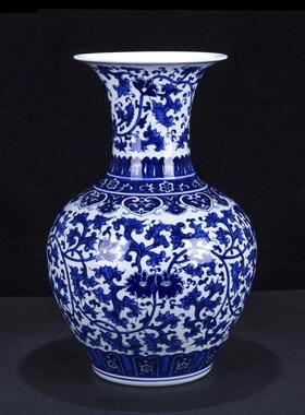 景德镇陶瓷青花瓷富贵莲花瓶落地客厅大号高款仿古摆件大号手绘瓷