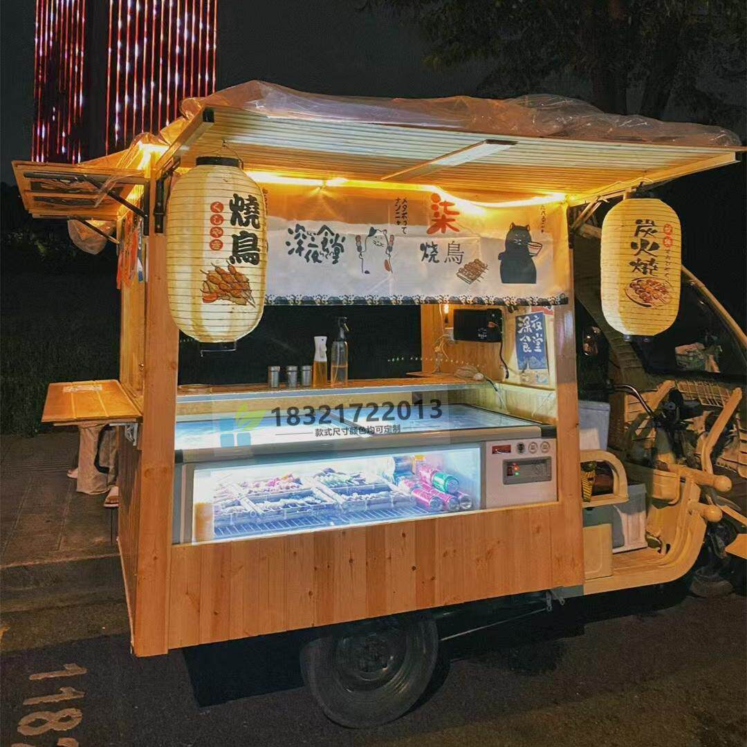 仿古小吃车烧鸟餐车小推车摆摊车夜市多功能木质烤鸭板栗车糕点车