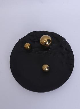 现代简轻奢风树黑色峰托盘收纳山样极板间软装客厅茶MC-TY-29几脂