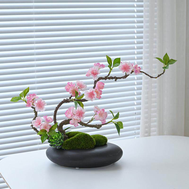 大圆桌中间转盘摆花办公室花束喜庆装饰花家居插花圆形桌花彷真