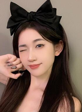 级感黑色6062-8蝴蝶结发箍女024年2款网红洗脸新发简约百搭外带出