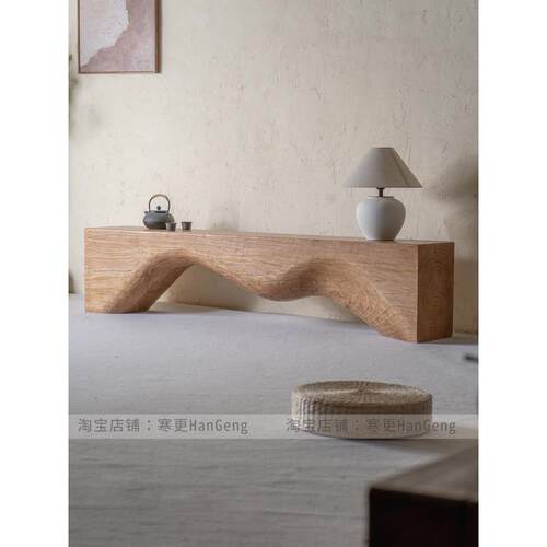 原木长凳覆古实木长凳休息凳子换鞋凳B&B低凳子创意电视柜Wabi-Sa