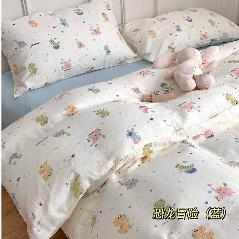 2025春夏四件套全棉印花纱布套件小清新双层纱母婴级A类床上用品