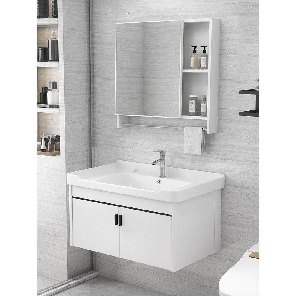 挂墙式浴室柜小户型陶瓷一体盆卫生间洗漱台洗手池洗脸盆柜组合