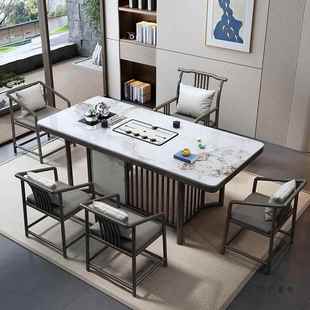 0OFT25年新款 高端岩板套茶桌茶台桌椅组合2奢现代简约泡轻茶台装