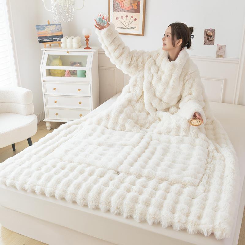 冬天办公室可身穿抱枕懒人被GHM带袖穿在上的子车载两用午子睡被