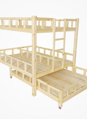 木制童抽拉床幼儿园层上下四人儿学童床XUT实木多儿人生抽双屉推
