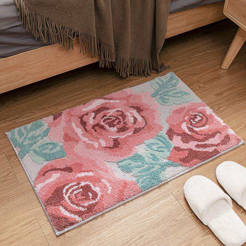 大达地垫酒店浴室防滑地垫加厚吸水卫生间卧室进门轻奢地毯跨境