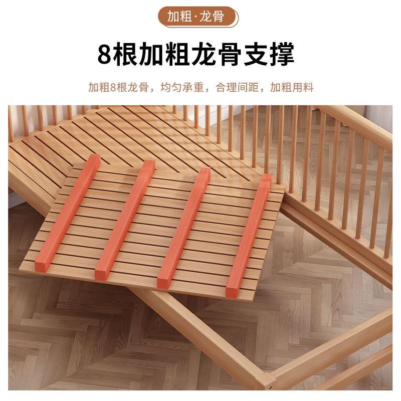 木儿童SQI床带护栏婴主儿单人大小床男榉孩女孩公床床加宽床拼接