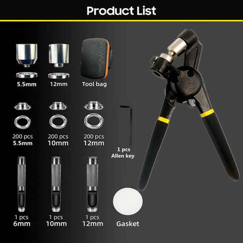 600套装气眼扣鸡眼扣多尺寸打孔器安装钳工具索环圈篷布金属汽眼