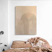 纯手绘肌理油画无框画抽象落地画挂画侘寂风客厅装 风客厅 饰画日式