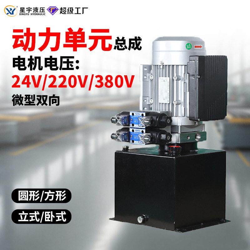星宇液压动力元总成24v-380v微型双向液压泵站电动升降平台油缸
