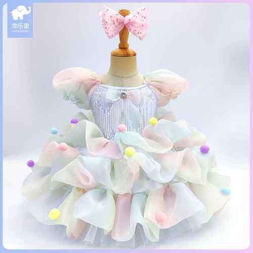 高档儿童蓬蓬亮裙女童可爱唱片蛋糕裙演出芭服蕾舞蹈服合公主裙表