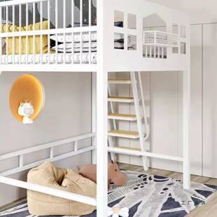 新铁985艺高床架f单上层床小户型省空间楼床上床下桌lot复式 儿童