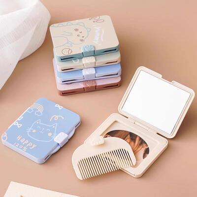 Portable Creative Comb and Small Mirror Set, Outdoor Foldabl