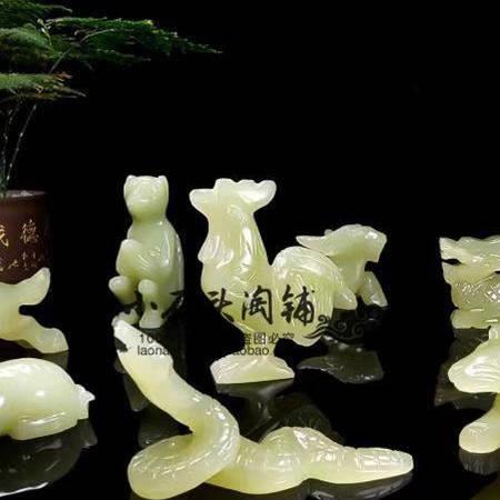 天然阿富汗玉石青玉生肖鼠牛虎兔龙蛇马羊猴鸡狗猪动物摆件装饰