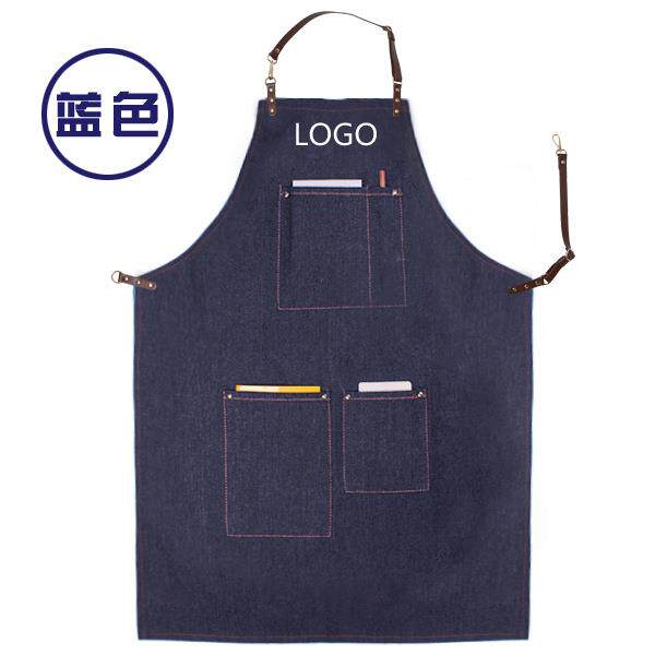 新款直销广告牛仔围裙成人餐厅奶茶店女工作服防污厨房男女围裙定