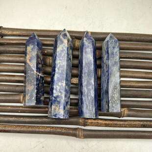 厂家天然水晶蓝纹石六角棱柱水晶柱原石打磨单尖柱现货