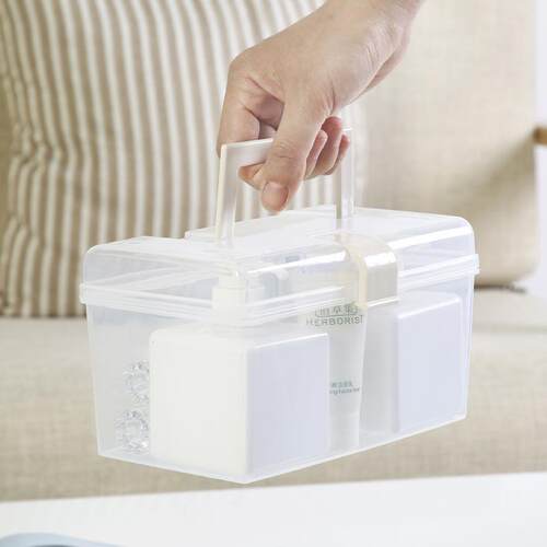 Portable Transparent Handheld Storage Box for Home Medicine