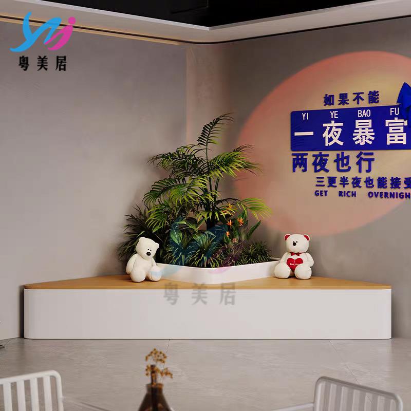 玻璃钢休闲木纹坐凳创意三角造型拼接防腐木座椅商场户外公园广场
