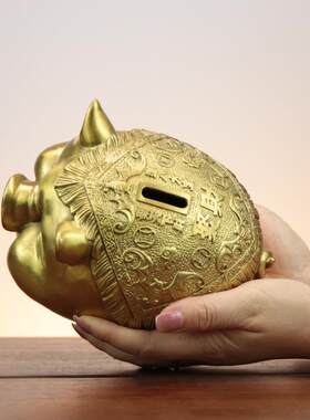 件铜猪头聚宝猪头PYA居生肖福字猪头家猪工艺品摆猪头存钱罐