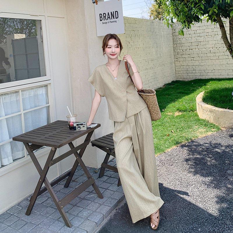 LILY MOST老钱风设计短袖西装套装女夏新款气质高级阔腿裤两件套