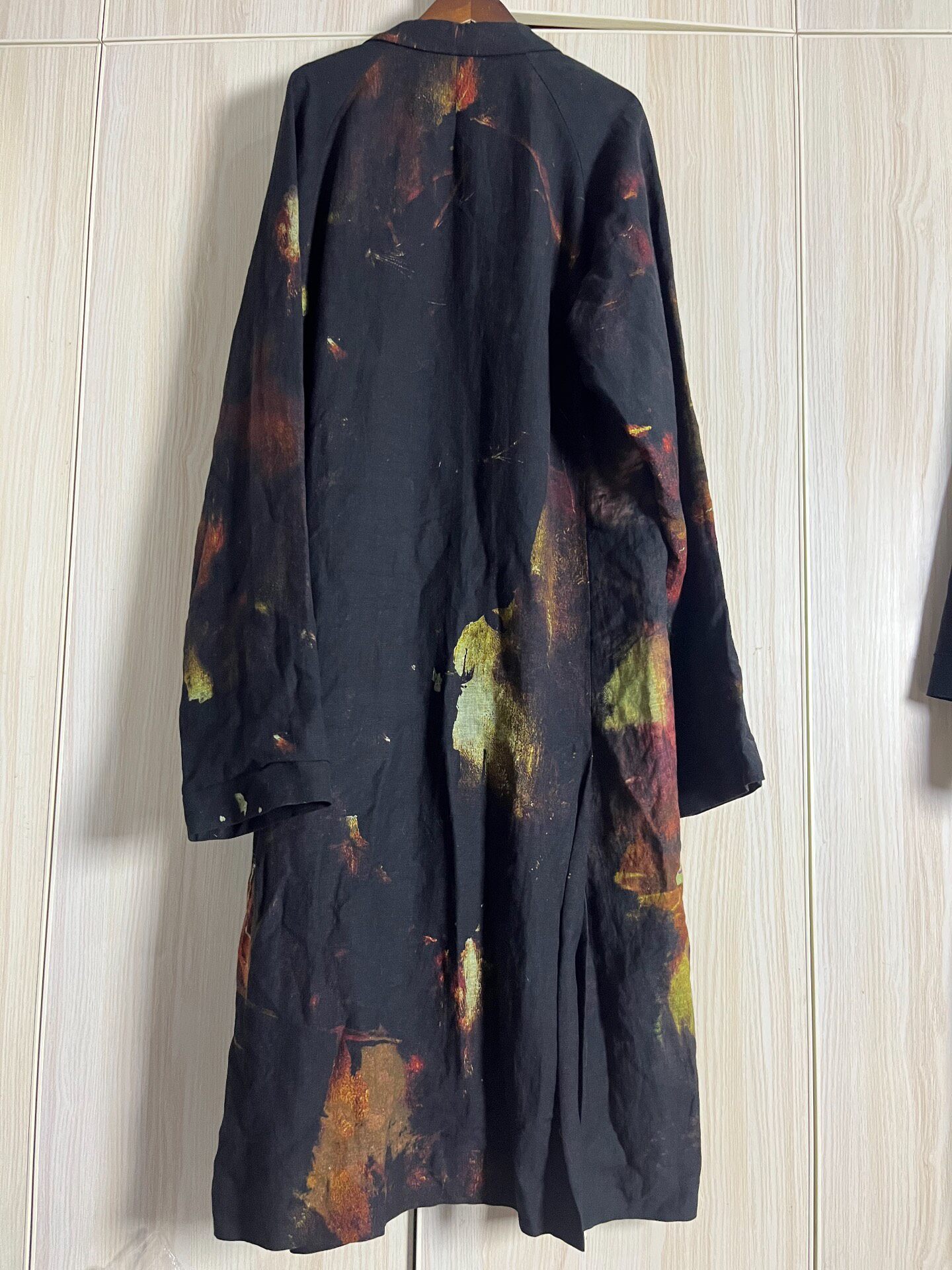 Yohji Yamamoto Painting Print Long Coat — front