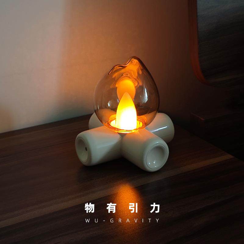 物有引力财火灯复古氛围灯卧室床头小夜灯充电民宿装饰艺术创意