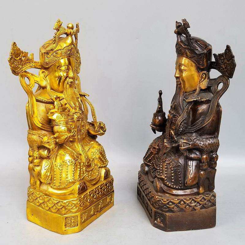 铜财神爷铜像财星聚宝盆高照财神铜器妙音铜艺风水装饰摆件