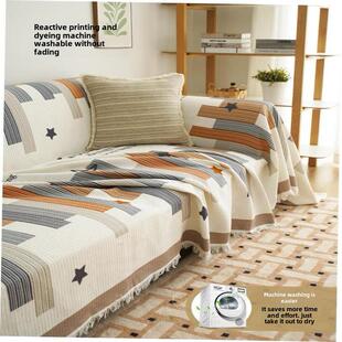 Capa de sofa cover ecido xadrez impermeável anti-deslizamen