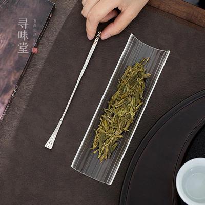 优质玻璃茶则茶拨两件套｜透明茶荷合金茶扒功夫茶具茶道赏茶配件