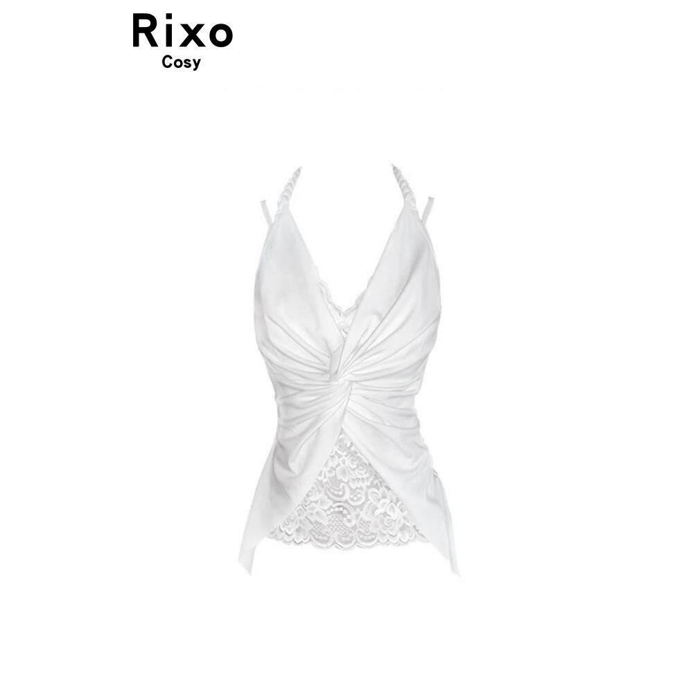 RIXO COSY吊带背心女夏季2025新款美背辣妹白色蕾丝无袖挂颈上衣