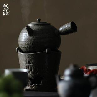 侧把壶电陶炉烧水壶煮茶壶家用茶道配件 梵汝全手工陶壶简约日式