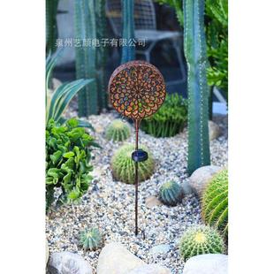 新款现货太阳能铁艺镂空屏风地插灯金属庭院灯铁件镂空灯庭