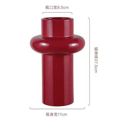 古陶 瓷红色寂水培风中花瓶玄关高品质批发摆件装饰品插花干花侘