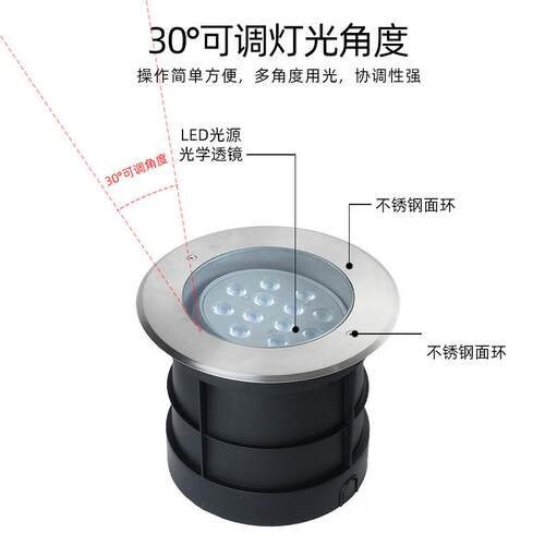 E偏光可调D地埋灯可调角节角度庭院圆形圆景L观林亮化嵌入式COB偏