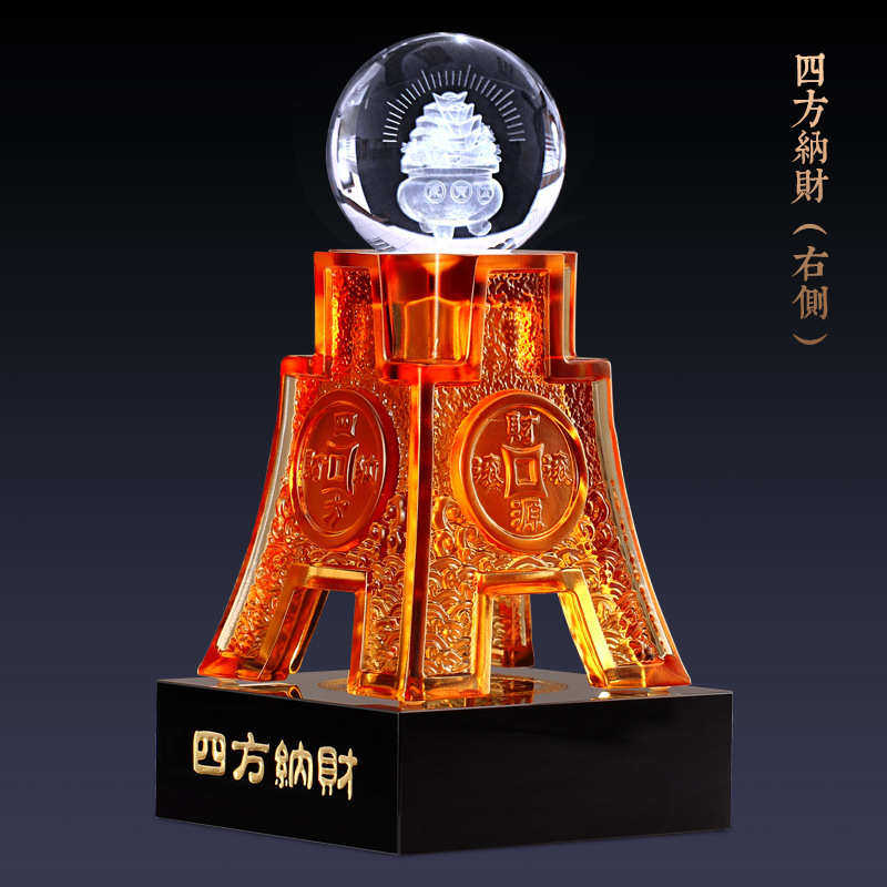 水晶内雕方鼎宝鼎摆件琉璃工艺品招财聚宝酒店摆设新居企业庆典