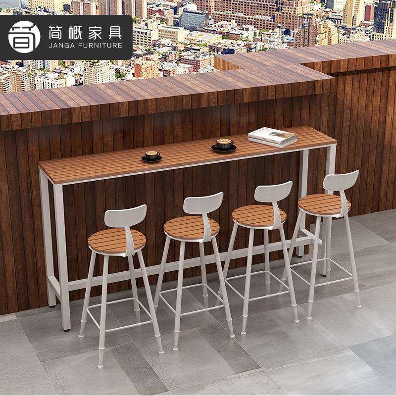 户外吧台椅露天餐吧酒吧咖啡厅奶茶店天台塑木高脚凳室外防水防晒